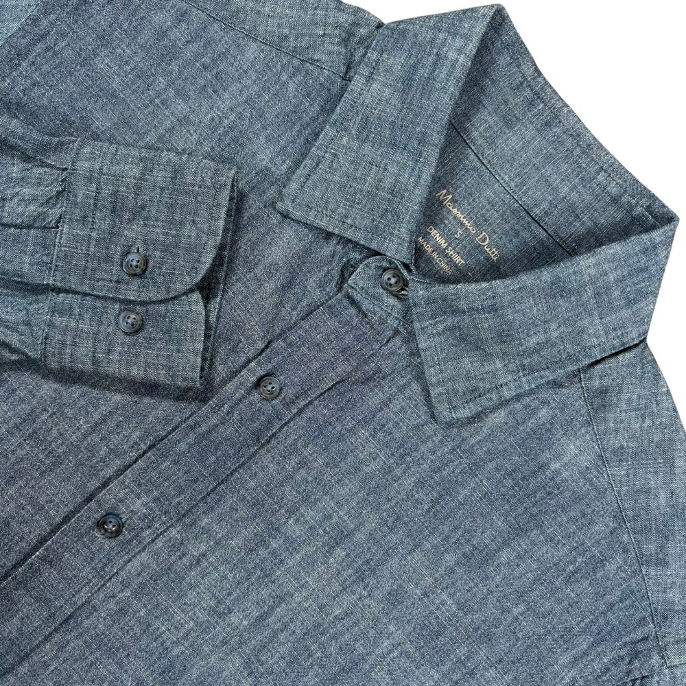 Massimo Dutti Denim Shirt Mens S Blue Long Sleeve Button Down